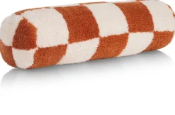 COCOmaison Sierkussens>Check bolster kussen 15x50cm - Koper