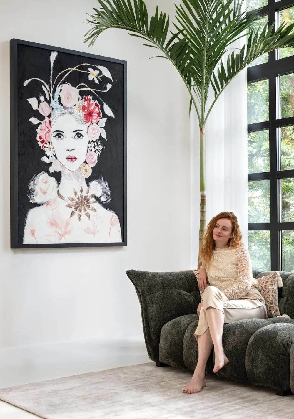 COCOmaison Schilderijen>Dior Flower schilderij 120x180cm - Multikleur