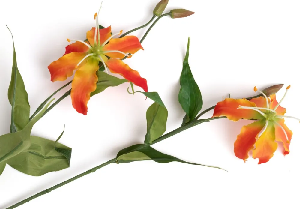 COCOmaison Kunstbloemen En -Planten>Gloriosa Spray kunstbloem H90cm - Oranje