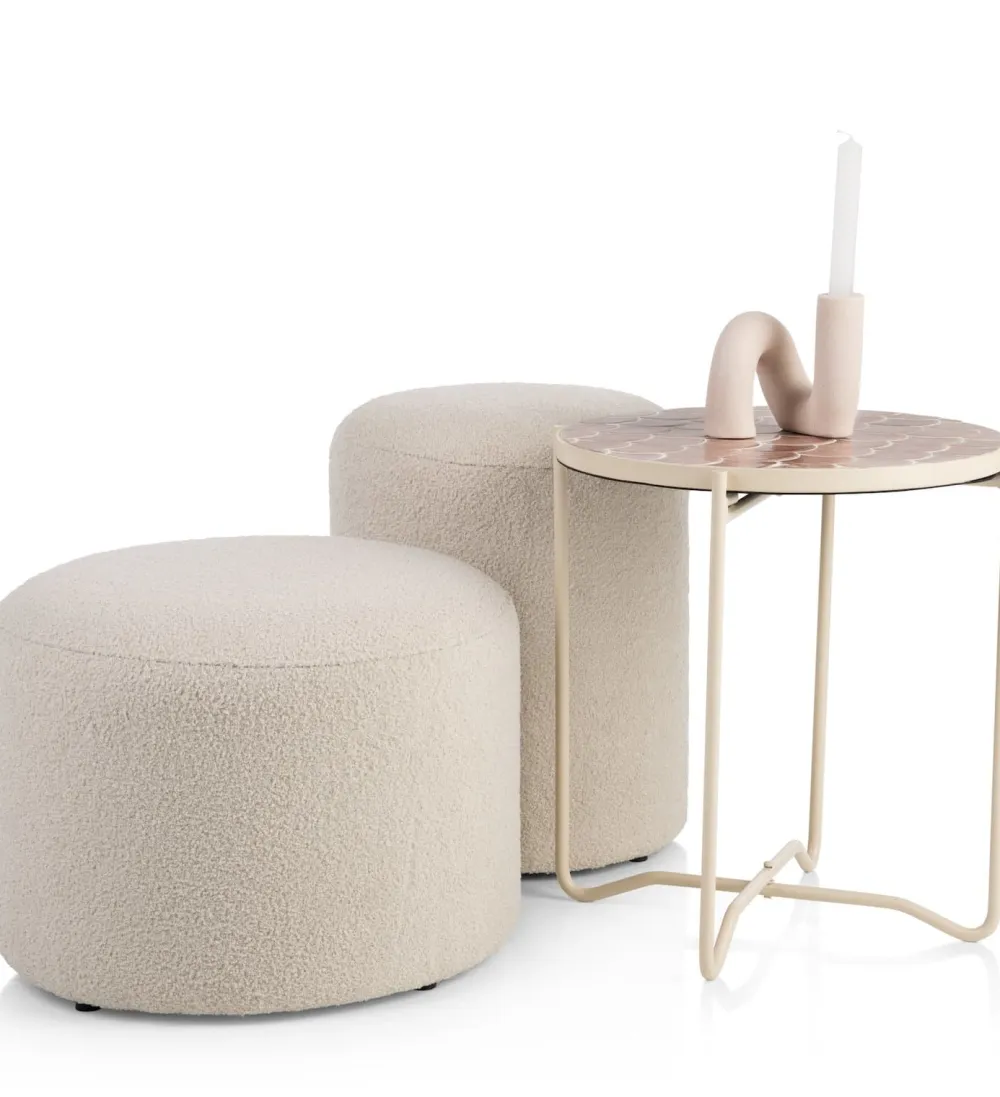 COCOmaison Poefs En Krukken>Kay poef H35cm - Cremekleurig