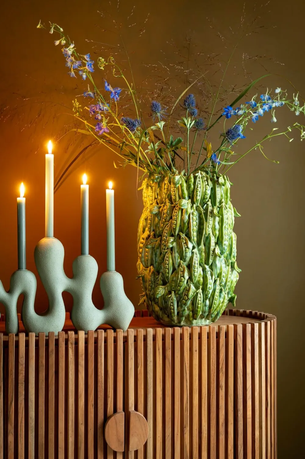 COCOmaison Vazen>Peas in a pot vaas H45cm - Groen