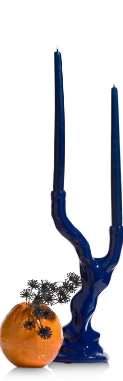 COCOmaison Kandelaars En Kaarsenhouders>Rebecca kandelaar H36cm - Blauw