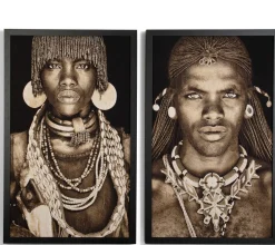 COCOmaison Schilderijen>Samburu Warrior schilderij 75x125cm - Multikleur